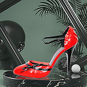 Винтаж handmade. Livemaster - original item Chic red shoes made of genuine patent leather. Handmade.