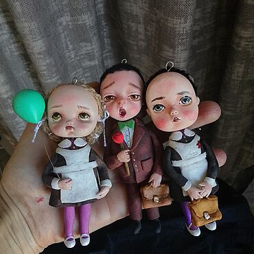 Сувениры и подарки ручной работы. Ярмарка Мастеров - ручная работа Елочные игрушки: школьники. Handmade.