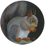 Картины и панно handmade. Livemaster - original item Squirrel painting squirrel round oil painting animals. Handmade.