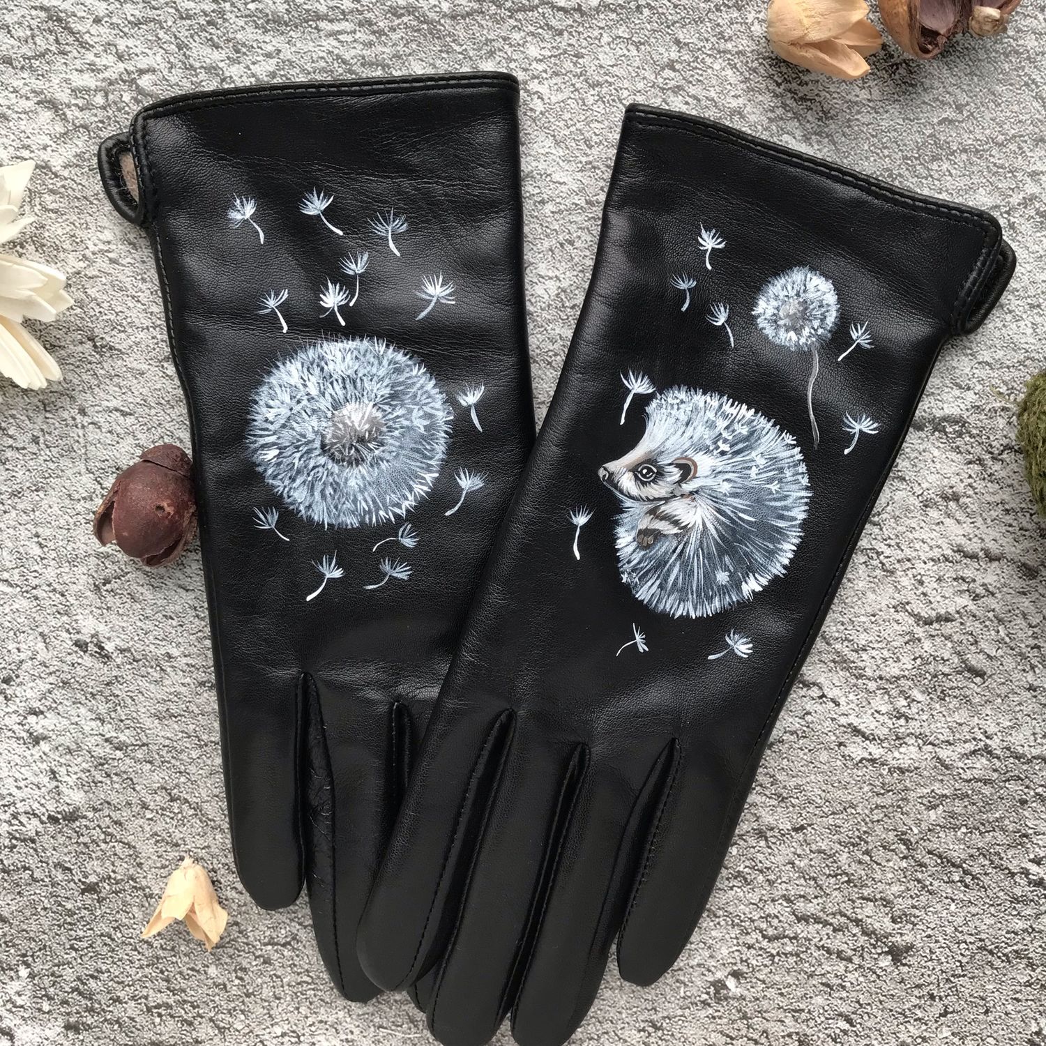 Gloves with the painting 'Dandelions», Gloves, Moscow,  Фото №1