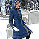 Зимняя куртка синяя с капюшоном, темно-синяя куртка приталенная. Пуховики. Лариса дизайнерская одежда и подарки (EnigmaStyle). Ярмарка Мастеров.  Фото №6