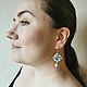 Order Blue diamond earrings with pearls, Byzantine earrings with aquamarine. Nibelung Design Beadwork. Livemaster. . Earrings Фото №3