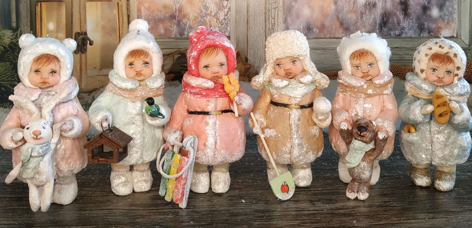 Ёлочная ватная игрушка "Мальчик с батоном" купить в интернет-магазине ...