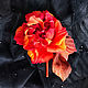 Brooch made of silk rose Flame. Brooches. natalya-4 (natalya-4). My Livemaster. Фото №4