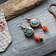 Серьги Медные С Керамикой. Серьги классические. NadyaBriJewelry. Ярмарка Мастеров.  Фото №8