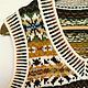 Walnut V/Жаккардовый жилет из твида и альпаки S/M Fair isle vest. Жилеты. Sculptural Crochet. Ярмарка Мастеров.  Фото №5