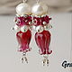 Earrings rose with pearl. Earrings. Grafoli jewellery. Online shopping on My Livemaster.  Фото №2