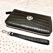 Сумки и аксессуары handmade. Livemaster - original item Men`s clutch, made of genuine crocodile leather, in black!. Handmade.