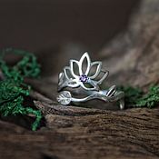 Украшения handmade. Livemaster - original item Lotus, a silver ring with a Lotus flower. yoga. Handmade.