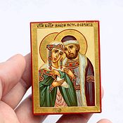 Рукописная дорожная миниатюрная икона Иисуса Христа Спас нерукотворный