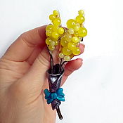 Украшения handmade. Livemaster - original item Mimosa brooch made of glass and polymer clay. Handmade.