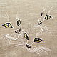 Linen bag with embroidery `Kittens` `Sulkin house` embroidery workshop
