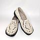 Knitted fishnet moccasins, size 37, white cotton, Moccasins, Tomsk,  Фото №1