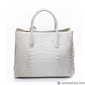 Сумки и аксессуары handmade. Livemaster - original item Women`s shopping bag, crocodile leather, in white.. Handmade.