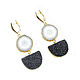 Earrings with quartz and black agate, black and white earrings as a gift, Earrings, Moscow,  Фото №1