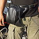Hip bag black leather, Waist Bag, Pushkino,  Фото №1