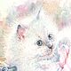 Котенок белый, роза розовая, нежность. Иллюстрации и рисунки. Спальня. Интернет-магазин Ярмарка Мастеров.  Фото №2