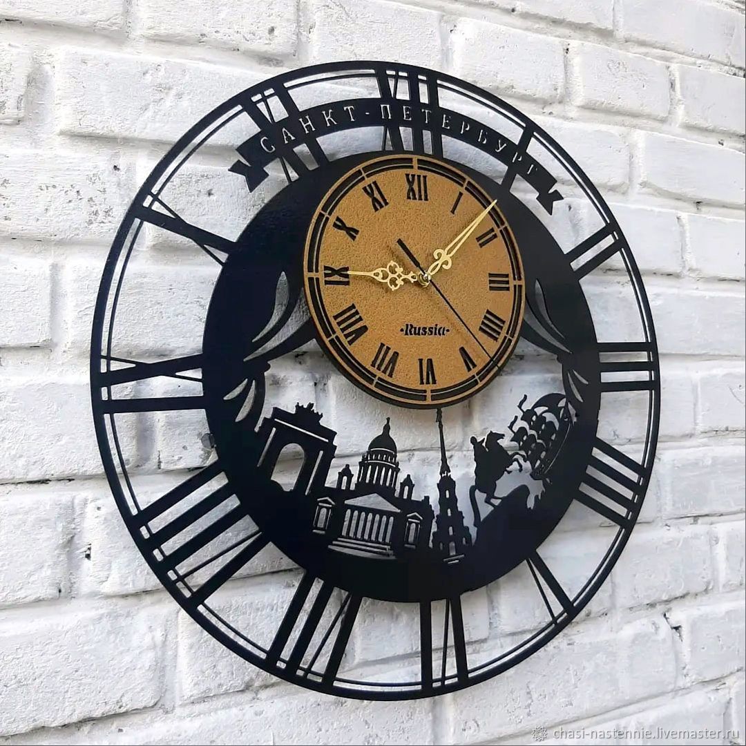 Петербург" большие настенные часы из металла с маятником купить в интернет-магазине Ярмарка Мастеров по цене 11250 ₽ – P079KRU