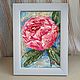 Mini painting peony flower oil painting peonies, Pictures, St. Petersburg,  Фото №1