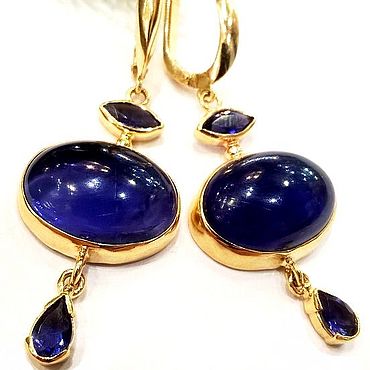 Украшения ручной работы. Ярмарка Мастеров - ручная работа Серьги Кордиерит иолит украшение природный камень. Handmade.