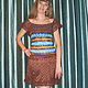 Платье коричневое с голубыми волнами, Платья, Харьков,  Фото №1