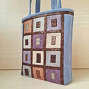 Сумки и аксессуары handmade. Livemaster - original item Shopper bag, large bag, author`s bag, patchwork, houses, 295. Handmade.