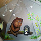 Зонт с росписью Ежик в тумане, сова и медвежонок, Зонты, Санкт-Петербург,  Фото №1
