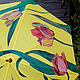 Yellow Umbrella with hand-painted Tulips yellow painted umbrella-walking stick. Umbrellas. UmbrellaFineArt. My Livemaster. Фото №6