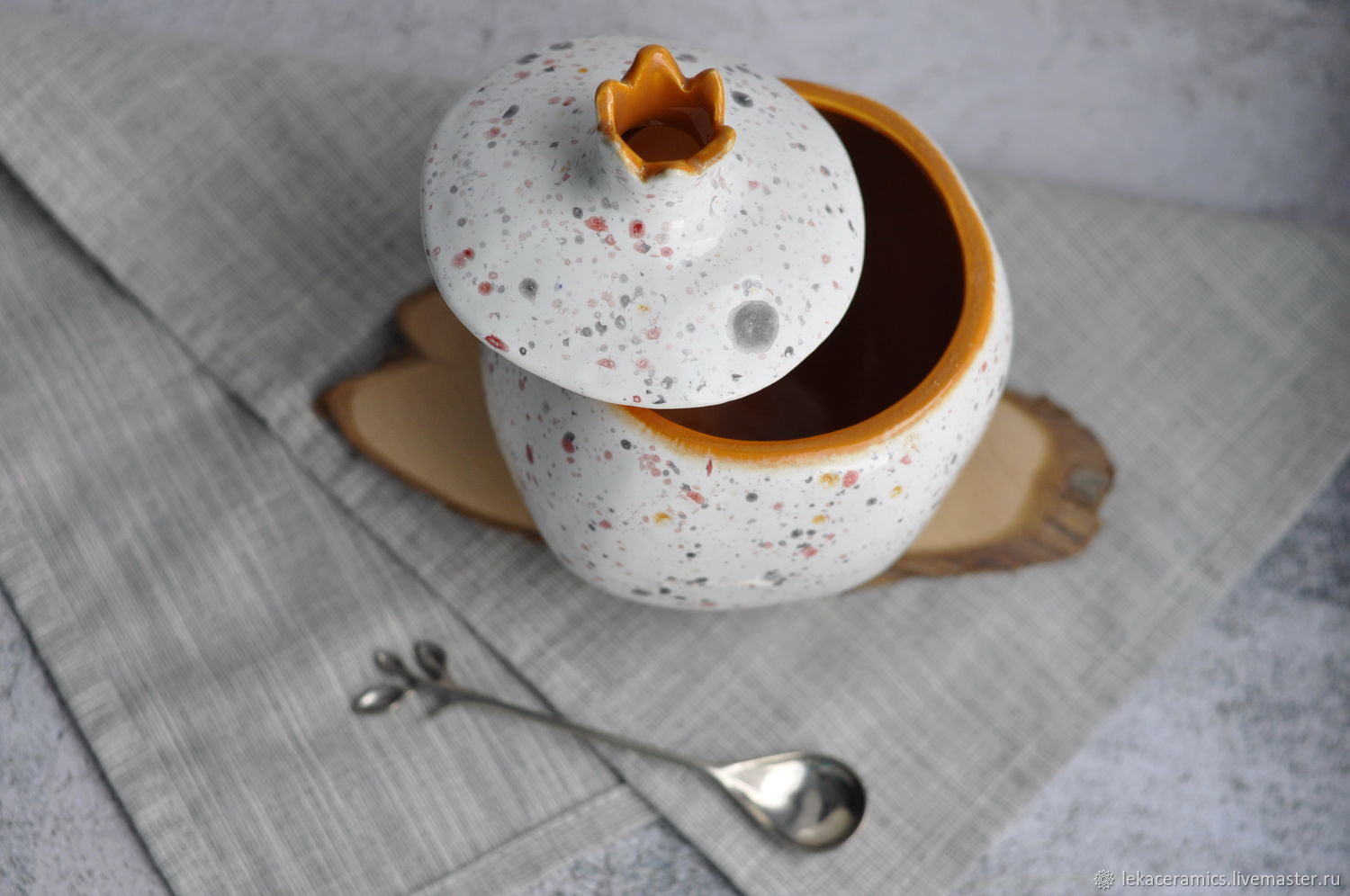 Шкатулка керамический гранат, шкатулка для мелочей, ёмкость для сахара ...