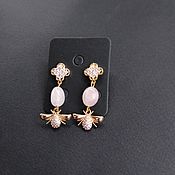 Украшения handmade. Livemaster - original item Earrings with rose quartz 