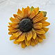 Sunflower large polymer clay brooch Brooch with yellow flower. Brooches. Bionika - Polymer Clay Jewelry (Bionika). Online shopping on My Livemaster.  Фото №2