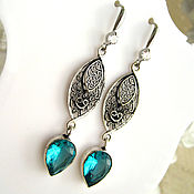 Украшения handmade. Livemaster - original item Bright blue Indian topaz earrings with filigree. Handmade.