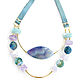 Necklace with amethyst 'still waters'necklace with agate,amazonite, Necklace, Moscow,  Фото №1