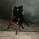 Котик на стуле с бокалом вина. Войлочная игрушка. ЗИМА( Татьяна Фёдорова). Ярмарка Мастеров.  Фото №4