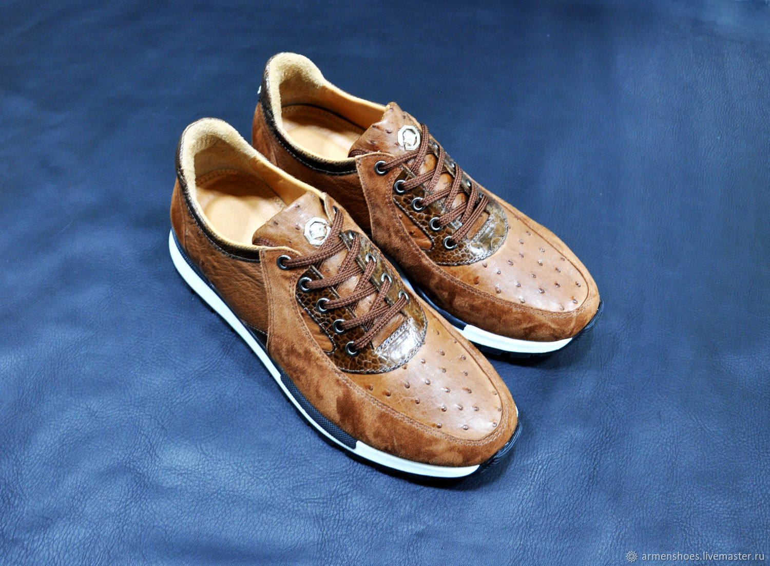 Sneakers made of genuine ostrich leather and genuine suede, Sneakers, Tosno,  Фото №1
