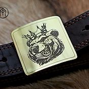 Аксессуары handmade. Livemaster - original item Straps: Leather belt with brass buckle 