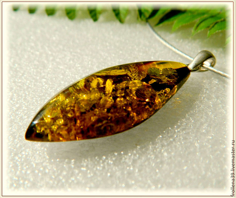 Pendant 'Ripe pod' amber silver plated, Pendants, Moscow,  Фото №1