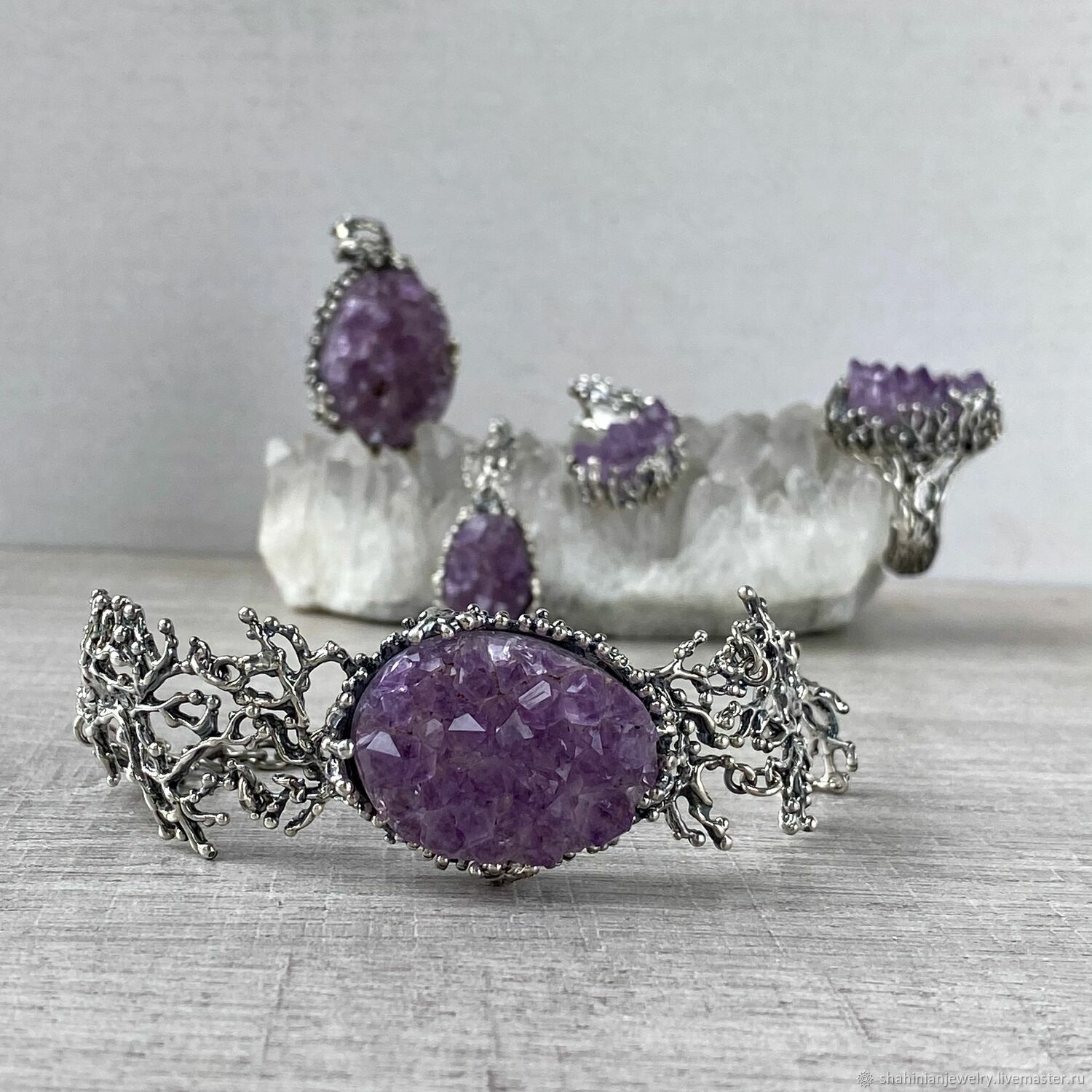 Браслет-цепочка: Сиреневый браслет: серебро: аметист купить в интернет ...
