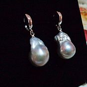 Украшения handmade. Livemaster - original item Earrings with large Baroque pearls(lavender ). Handmade.