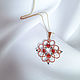 Pendant with carnelian stone, flower pendant openwork braided. Pendant. moonlace. Online shopping on My Livemaster.  Фото №2