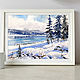 Watercolor painting ' Lake in the mountains ' winter landscape. Pictures. Senchilova Evgenia. My Livemaster. Фото №5