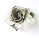 Brooch flower leather rose `Toupe Perl` grey beige Brooch on a bag, belt, hat, coat, fur coat, jacket, dress, sweater,scarf,shawl, scarf, tippet, outerwear gifts for women, yourself, yourself

