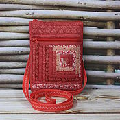 Сумки и аксессуары handmade. Livemaster - original item Pocket bag, delicatessen, belt bag, patchwork, Russian style, Red. Handmade.