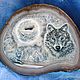 Order Stone panels amulet with a wolf ' Unity '. Picture&miniature lacquer painting. Livemaster. . Pictures Фото №3
