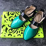 Обувь ручной работы handmade. Livemaster - original item Cosmo sandals turquoise lacquer/black lacquer. Handmade.