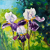 Картины и панно handmade. Livemaster - original item Oil painting Irises 20 x 20. Handmade.