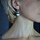 Серьги-крестики с бирюзой. Серьги классические. ЖуЖа_jewelry. Интернет-магазин Ярмарка Мастеров.  Фото №2