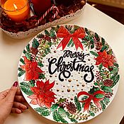 Сувениры и подарки handmade. Livemaster - original item Plate on the wall-Christmas decoration - Christmas wreath. Handmade.