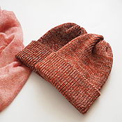 Аксессуары handmade. Livemaster - original item Caps: Knitted hat with a lapel in an elastic band made of 100% merino. Handmade.