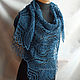 Темно-синяя шаль из льна. Шали. IRINA GRUDKINA Handmade Knitwear. Ярмарка Мастеров.  Фото №4